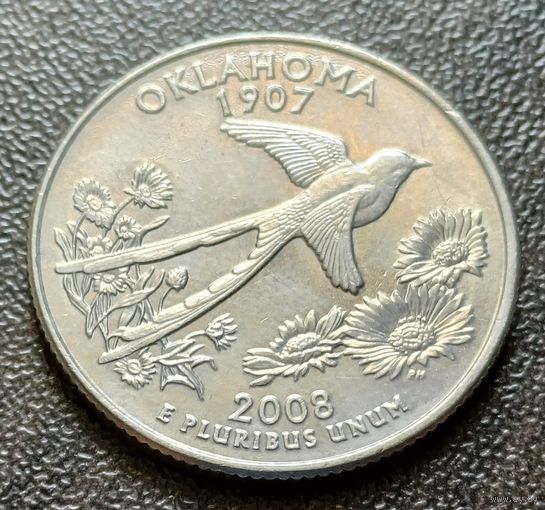 США 1/4 доллара, 2008 Квотер штата Оклахома    D   ( 1-6-3 )