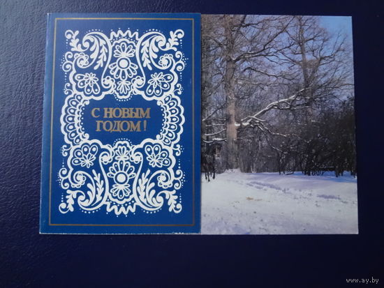 С Новым годом!  1980 г.  Дубы, тройка.  чистая.