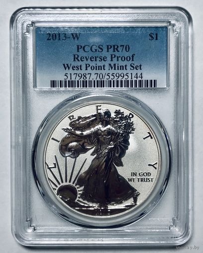1 доллар 2013 США шагайка pr70 PCGS reverse proof идеал