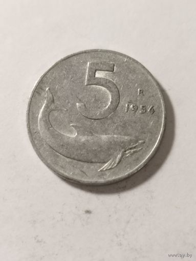 Италия 5 лир 1954