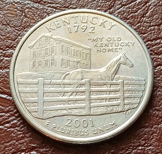 США 25 центов , D  2001 Квотер штата Кентукки    ( 2-3-2 )