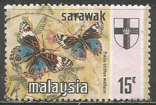 Малайские штаты(Саравак). Дневная бабочка. 1971г. Mi#224.