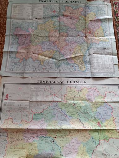 Карта гомельская область 2 шт + черниговская область и туристская схема 2 шт