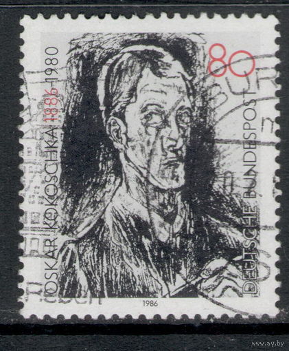 Германия/ФРГ/1986/ Известные Люди / Оскар Кокошка / Австрийский Художник и Писатель / Michel #DE 1272 / 1 Юбилейная Марка