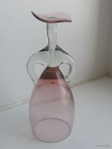 Рюмка- бокал Барыня, штрафная, Неман, редкий розовый цвет, торги с Рубля
