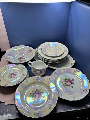 Суповой набор перламутровая Роза ГДР KAHLA