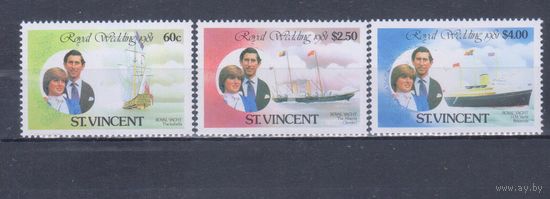 [48] Сент-Винсент 1981. Корабли.Парусники.Принцесса Диана. MNH