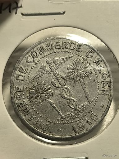 1916 Алжир 10 с chambre de commerce token