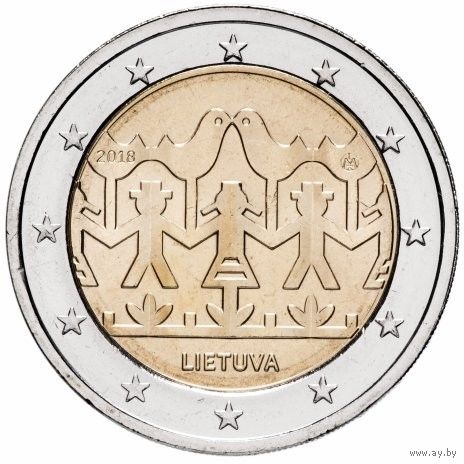 Литва 2 евро, 2018 Литовские песни и танцы UNC