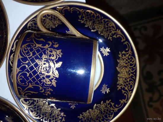 Кофейные чашки с блюдцами, кобальт. германия