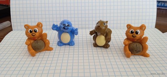 Коллекционные игрушки из Киндер сюрприза. Лесные животные. UN 009, UN 015, UN 019. (1)