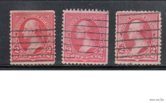 США-1890, (Мих.62), гаш.  , Стандарт, Президенты, Вашингтон, 3 марки оттенки