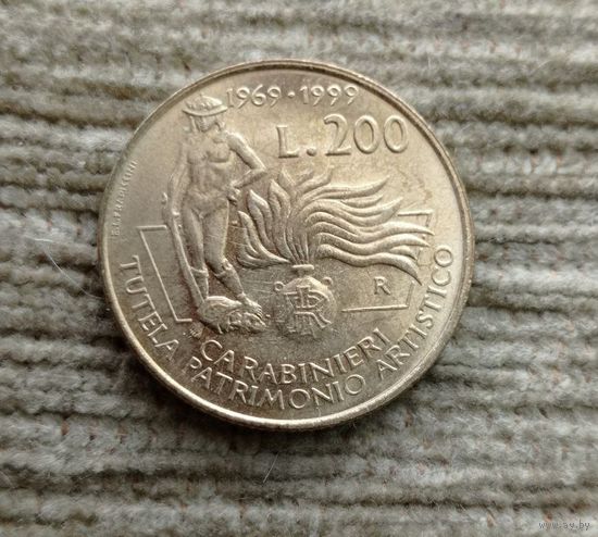 Werty71 Италия 200 лир 1999 Карабинеры защита культурного наследия Гренада Блеск