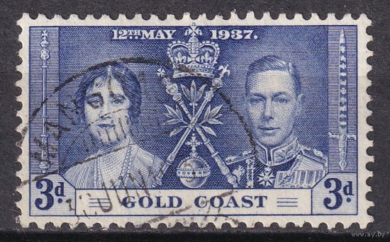 26.BrKS. Великобритания. Колонии.  Золотой Берег. Коронация Георга VI и Елизаветы. 1937 г. 3P.  Mi.#105.