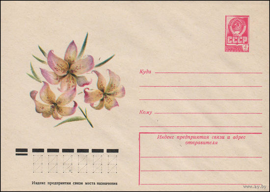 Художественный маркированный конверт СССР N 12518 (13.12.1977) [Лилия "Корсейдж"]