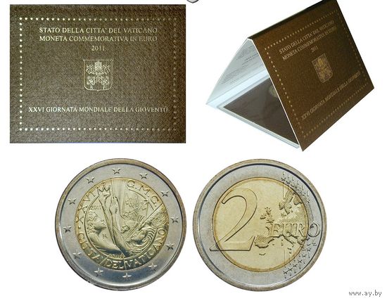 2 евро 2011 Ватикан "XXVI Всемирный день молодёжи в Мадриде" UNC