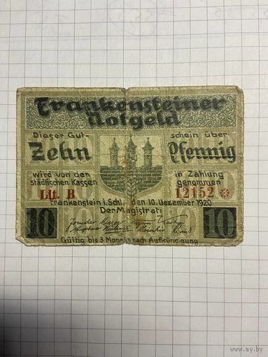Нотгельд 10 пфеннигов 1921 год. -2112