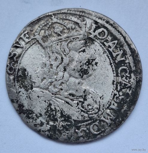 6 грошей (Шостак) 1667, TLB - Быдгощ, Ян Казимир. Остатки штемпельного блеска! Не чищена.