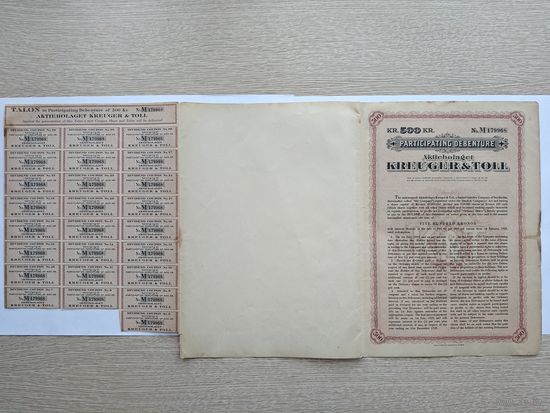 Акция Швеция 1929 г. 500 крон