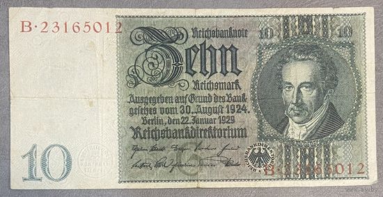 Банкнота 10 марок 1929 год. Веймарская республика.