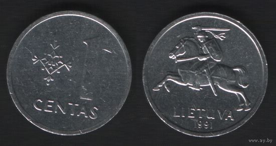 Литва _km85 1 цент 1991 год (_4