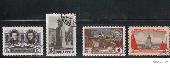 СССР-1955 (Заг.1718-1721)  гаш.(с клеем) , СССР-Польша(полная серия)
