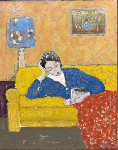 Лисовский А.С "Девушка с книгой", 2021г. Холст, акрил. Размер 50х40 см.