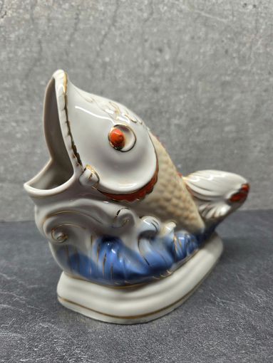 Статуэтка салфетница фарфоровая Рыба Коростень СССР