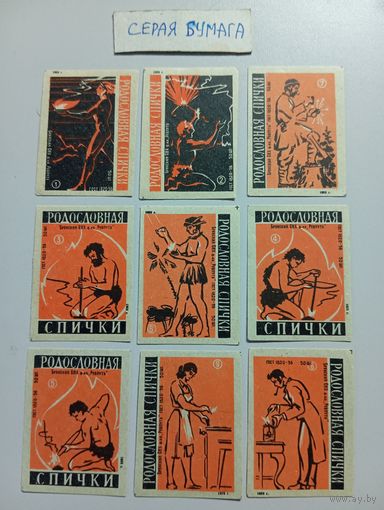 Спичечные этикетки ф.Ревпуть. Родословная спички. 1959 год