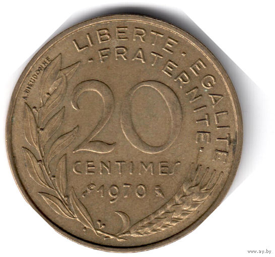 Франция. 20 сантимов. 1970 г.