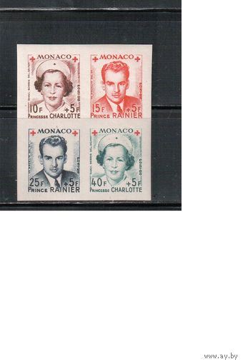 Монако-1949(Мих.397В-400В)  ** / * , Медицина, Красный Крест, Принц и Принцесса(3)