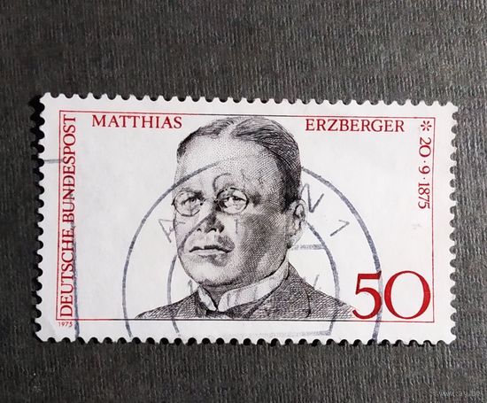 Марка Германия 1975 год Матиас Эрцбергер
