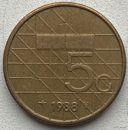 Нидерланды 5 гульденов 1988 г.