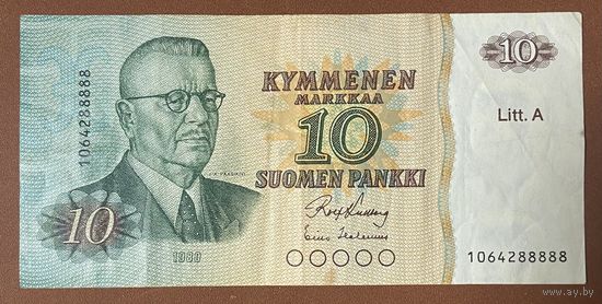 Банкнота 10 марок 1980 год. Финляндия