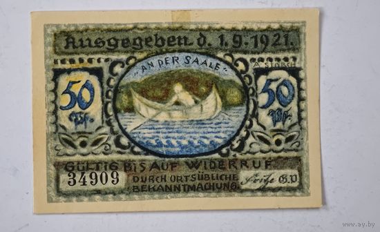 1921 год 50 пфеннигов Германия нотгельд