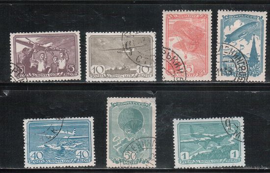 СССР-1938, (Заг.538-545) гаш.    , Авиационный спорт, 7 марок