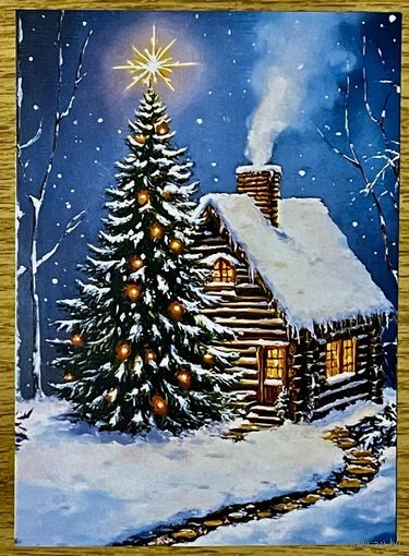 Открытка новогодняя чистая 10х15 см.