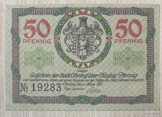 Нотгельд Ордруф, 50 пфеннигов, 1921 год Веймарская республика