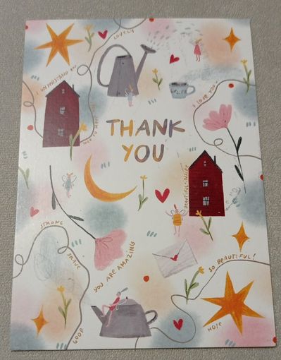 Посткроссинг. Открытка Thank you! (10х15). Прошла почту. Художественные марки, чёткий штемпель.