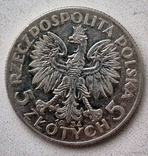 Польша, 5 злотых 1934 . Приятные.