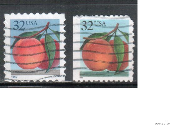 США-1995 (Мих.2604,2606) , гаш. , Стандарт, Фрукты,  2 выпуска(3)