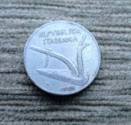 Werty71 Италия 10 лир 1956 Плуг Колосья