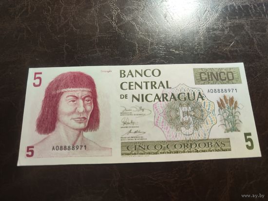 Никарагуа 5 кордоба образца 1991 года AUNC p174(1)