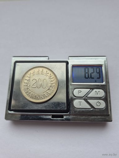 200 марок 1956 года. Финляндия. Финляндская Республика (Suomi) (1918 - 1962). Серебро 500. Монета не чищена. 45643.
