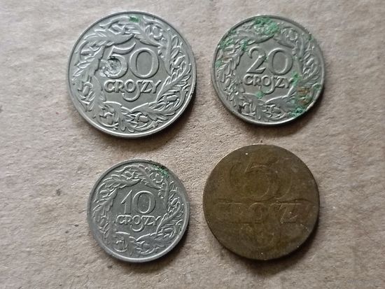 Польша 50,20,10,5 грошей, 1923г. (D-62)