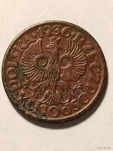 Польша 1 грош 1936 г.  ОЧЕНЬ НЕПЛОХОЙ, без мц.