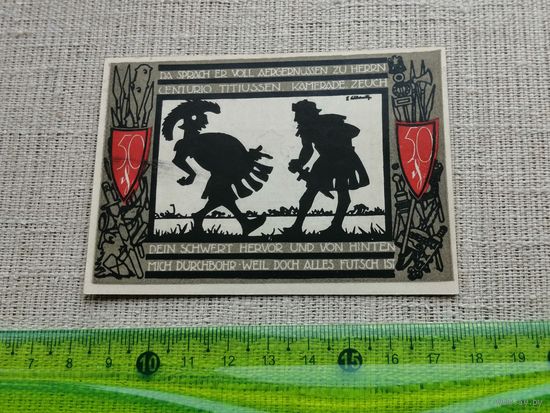 Германия-нотгельд   50  пфенингов  Detmold 1920 битва в Тевтобургском лесу Вар и Арминий