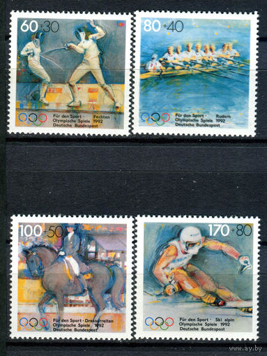 Германия - 1992г. - Зимние Олимпийские игры - полная серия, MNH, одна марка с отпечатка, одна со смятостью на клее [Mi 1592-1595] - 4 марки
