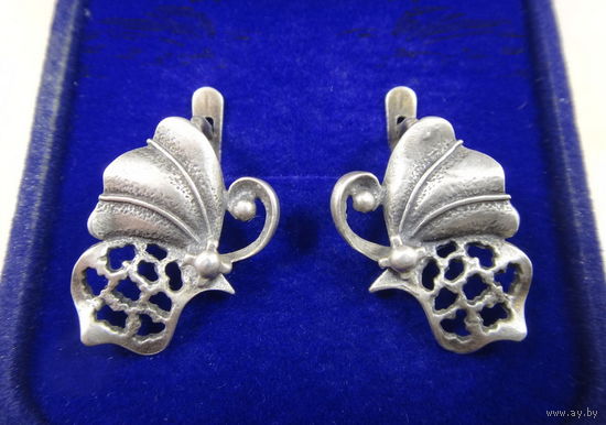 Серьги бабочки СССР серебро 925 пр.