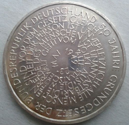 50 лет создания ФРГ 10 марок из качественного серебра,2015